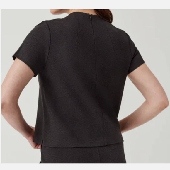 {NWT SPANX The Perfect Funnel Top Crewneck Ponte in Charcoal Heather Gray Large} - Picture 3 of 11